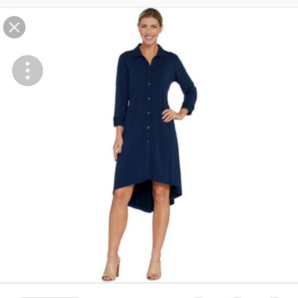 H by Halston Black Button Front high low dress
